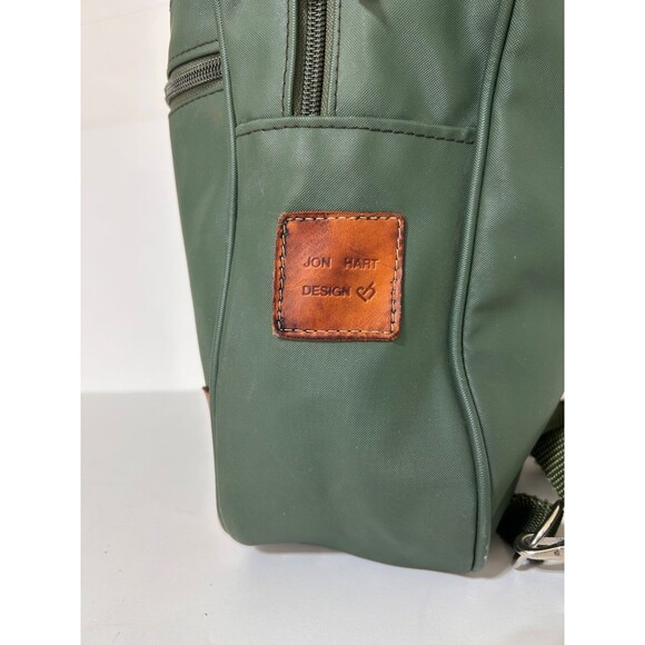 Jon Hart Design Canvas Green Leather Accent Backpack 15 “ - Picture 13 of 16